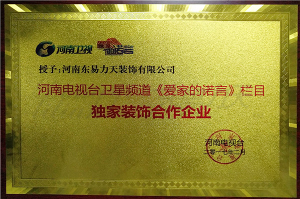 2017河南衛(wèi)視《愛家的諾言》獨家裝飾合作企業(yè)